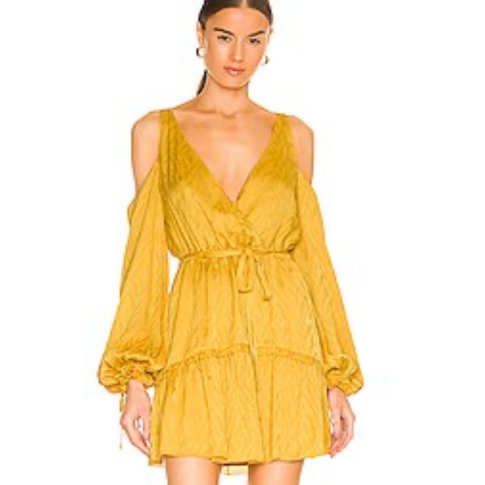 Revolve House of Harlow Marechel Mini Gold Dress NWT
